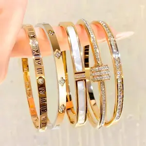 5-Piece Luxury Bracelet Set for Women – Gold & Silver 18K Plated Stackable Bangles | Aesthetic Designer Style | Viral TikTok Jewelry