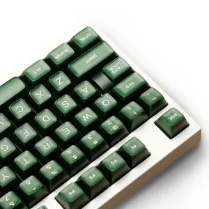 Jade Keycap 142 Keys Double Shot PBT Profile, Semi-Transparent Green Glossy Set for ISO ANSI 60, 75, 80, 95, 100% Mechanical Keyboard, Gaming Keyboard, Keyboard Upgrade, Semitransparent Keys, Minimalist Design, Durable Keycaps jade  keycaps