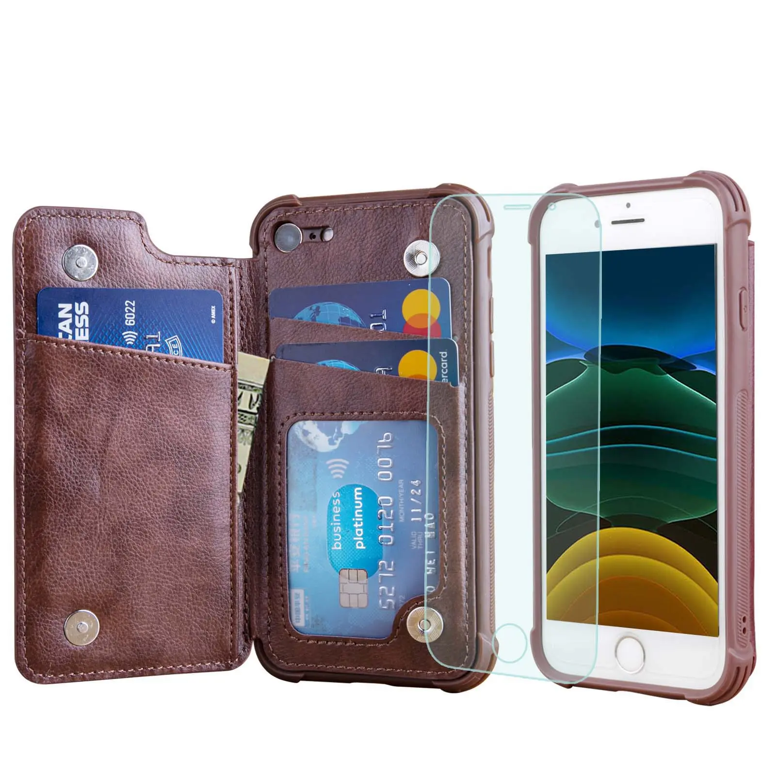 Vanavagy Compatible for iPhone 17 /16/15/14/13/12/11/XR/XS/X/se 3/se 2/8/7 / Mini/Pro/Pro Max/Air Wallet Case,Leather Flip Folio Phone Cover Fits Magnetic Car Mount with Credit Card Holder and RFID
