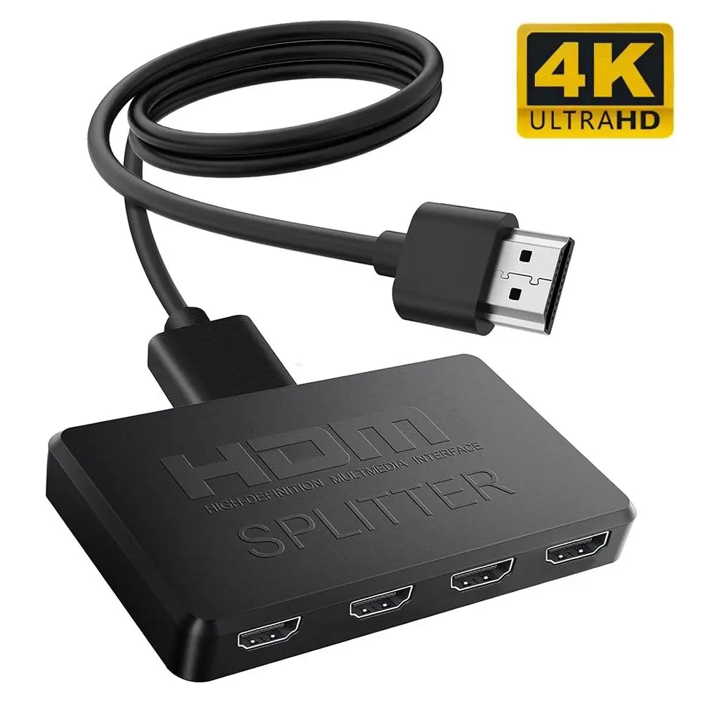 4K 2K HDMI-compatible Splitter 1 in 4 out 4x1 HDTV Switch HDMI-compatible Adapter HD Video Switcher for Xbox PS4 DVD PC Laptop Cable Digital card capture for Dual Monitors