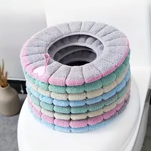2Pcs/4Pcs Double-Color Washable Toilet Seat Cushion Toilet Seat Protector Winter Warm Toilet Seat Cover Removable & Easy-Clean Lid for Home Dorm Bathroom Home Goods