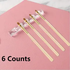 6 Counts 5-Groove Brush Rack, Transparent Painting Pen Rest Holder, Acrylic Nail Art Brush Display Holder, Art Supplies Organizer, Desk Organizer