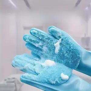 2 Pack Pet Dog Bath Gloves, Silicone Brush Massaging Tool, Essential Grooming Accessories for Dogs, Easy Cleaning & Effective Scrubbing