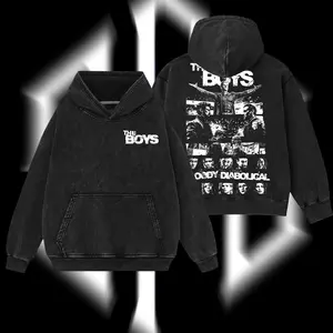 Superstyle Limited Homelander The Boys "Bloody Diabolical" Anti-Superhero War Comics Edition Double Print Lightweight Acid Washed Tee Hoodie Sweater TV Series Graphic Design Unisex Top Cotton Streetwear Comic Movies T-Shirt Menswear Womenswear