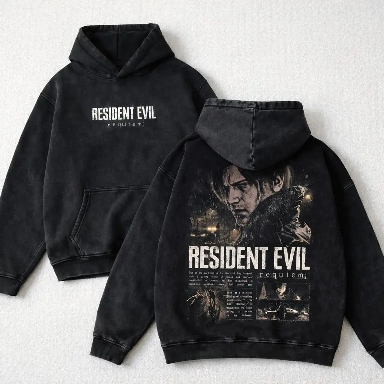 Resident Evil Re9 Remake T-Shirt/Sweatshirt/Hoodie, Vintage Acid Wash Apparel, Survival Horror Game Merch, Gold Poster Pullover, Unisex Cotton Top