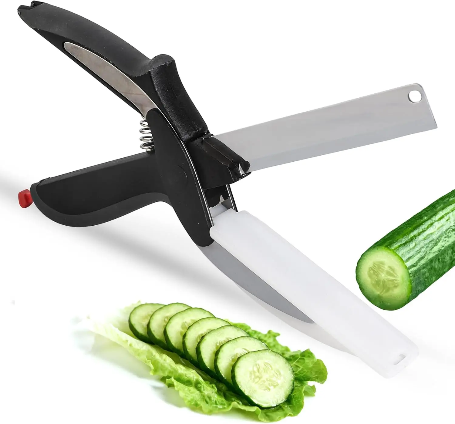 Cutting Board Scissors  Portable Multi-Purpose,Cutting,Knife  - 2 In 1 Stainless Steel Vegetable Scissors Cutting Board Knife, Dishwasher Safe, Safety Lock, Rust Resistant - Sharp Kitchen Scissors for Vegetables & Fruits