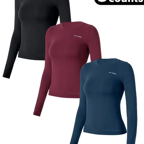 【Black Friday】Women’s Long-Sleeve Yoga Workout Tops with Thumbholes, High-Stretch Quick-Drying Slim-Fit Shirts for Gym Training and All-Season Wear