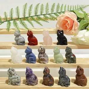 5 Counts Mix 2 Inch Crystal Carvings Cats Different Stone From IG Crystal
