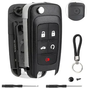 5 Button Key Fob Shell Replacement for Chevy Cruze Camaro Impala Equinox GMC Terrain Buick Regal Lacrosse 2017 2016 2015 2014 2013 2012 2011 2010 OHT01060512 Keyless Entry Remote Flip Car Key Fob Case