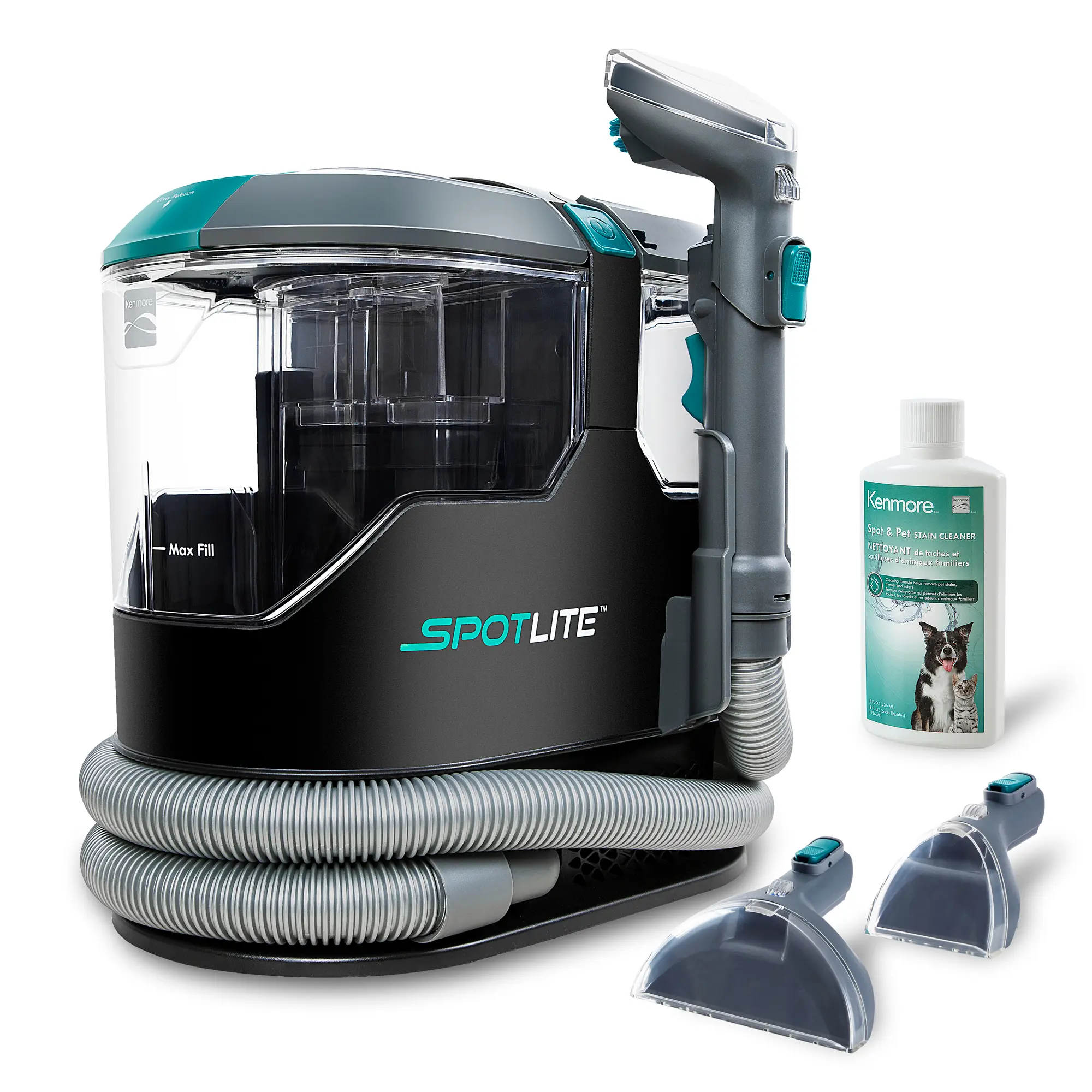 Kenmore KW2001 Compact Handheld Car Vacuum with Car Cleaning Kit - 17Kpa Powerful Suction, Lightweight Portable Vacuum, Handheld Deep Cleaner, Multi-Surface Tool for Carpets, Pet Stains, Gray Auto Detailer Accessories, Stain Remover Vacuum