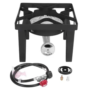 Heavy Duty 200K BTU, 0-20 PSI, Propane Gas Single Burner Bayou Cooker Outdoor Stove for Home Brewing, Turkey Fry, Maple Syrup Prep, Cajun Cooking, Black bbq propane gas stove