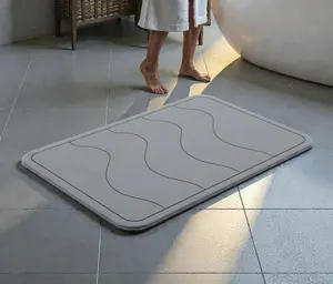 Stone Bath Mat Diatomaceous Earth, Quick Dry Non-Slip Diatomite Shower Mat, Super Absorbent Bathroom Floor Mat, Fast Drying Water Absorbing Bath Stone Rug for Shower Tub Sink, Durable Easy Clean, 23.6 x 15.4 Inch, Rectangular