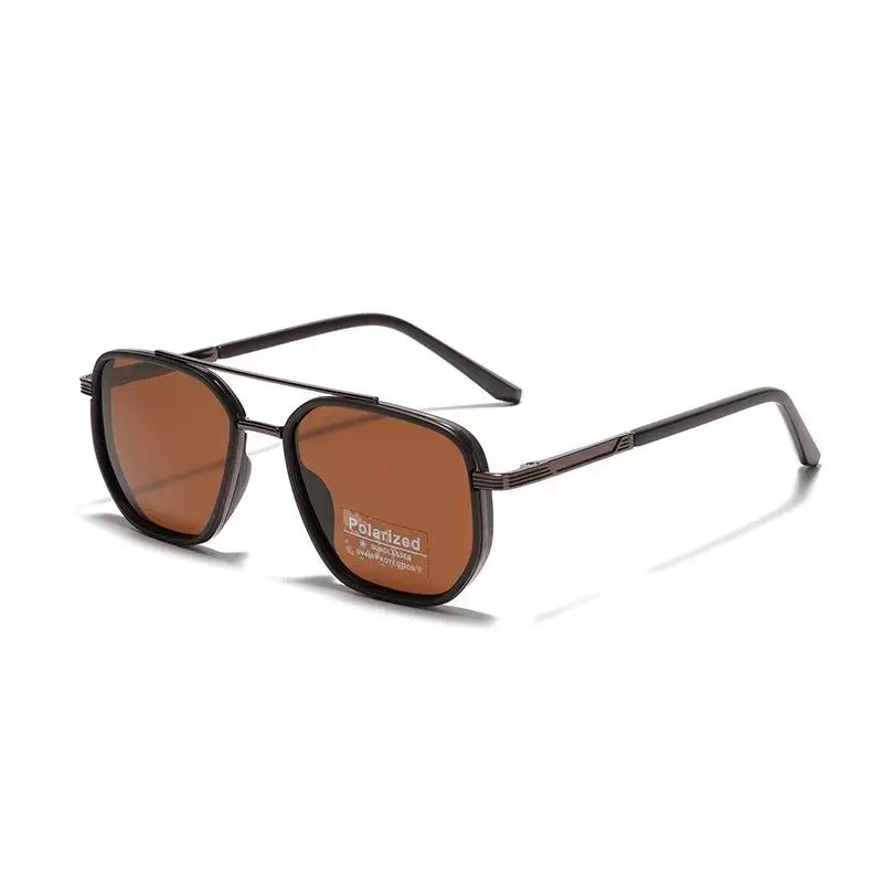 2025 Fall/Summer Trend Polarized Sports Sunglasses - Back To School Travel Accessory, Geometric-Pattern Metal Double Beam Frame, Stylish Glasses, Modern Design, Sun Protection, Elevate Your Style