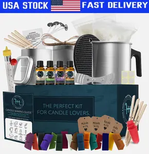 Candle Making Kit, Soy Wax, 16 Color Dyes, Thermometer, Tins, Wicks, Melting Pot
