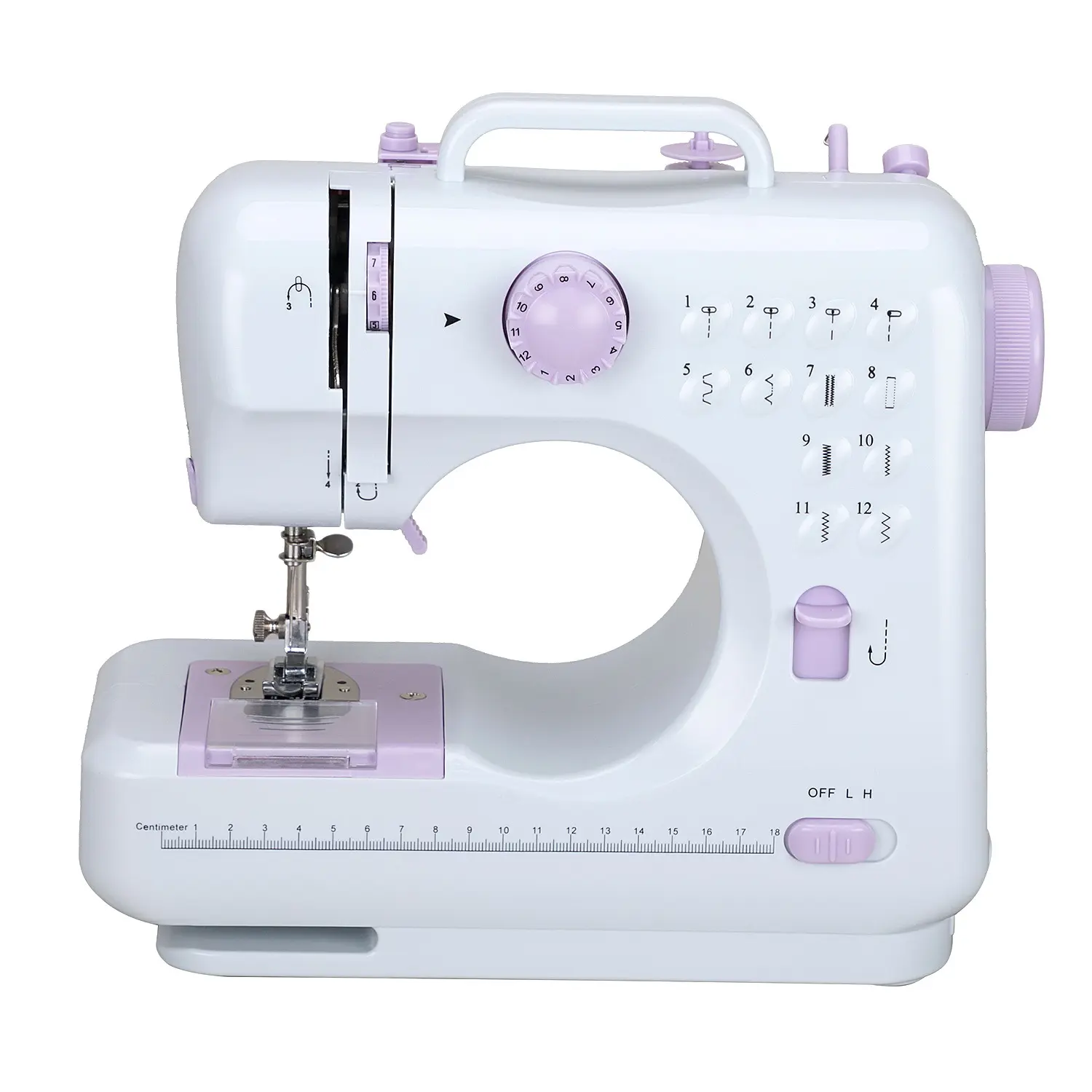 Compact and Portable Mini Multifunctional Home Electronic Sewing Machine - 12-Thread Built-In Electric, Edge Punching, Overlock Buttonhole, Spool Included, 100V-220V, American Plug, Light Purple, No Battery, for Beginners, Mother's Day Gift