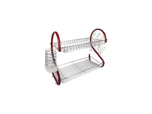 Better Chef 16-Inch, 2-Tier, Chrome Plated Dishrack in Red
