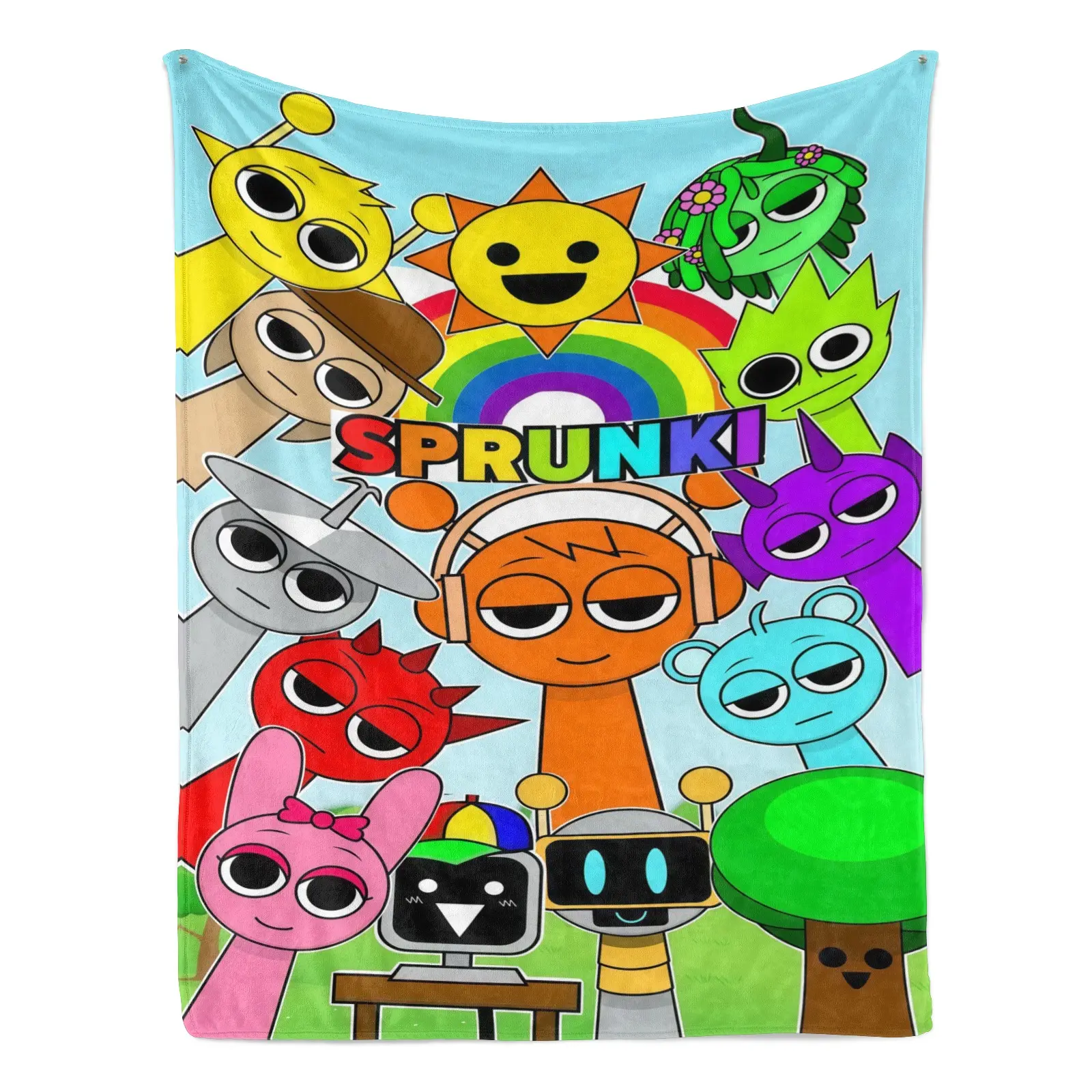 Sprunki Blanket, Playful Character Artwork on Flannel with Couch Throw Comfort for Gaming Desks and Teen Lounges, Colorful Bedroom Accent, Soft Bed Cover, Holiday Present for Kids, Adults and Graphic Art Collectors