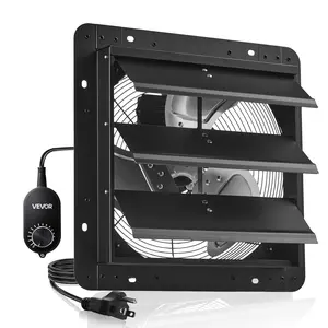 VEVOR 14-in Shutter Exhaust Fan, Wall-Mounted Attic Vent Fan with Variable Speed Controller, 1400 CFM AC Motor, Heavy-Duty Steel, Low-Noise for Shed, Garage Ventilation Cooling, Black, Shutter Fan
