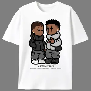 UTOPIA Cartoon Street Duo Men’s Graphic Tee |   Unisex Hip Hop Streetwear Casual T-Shirt |   Summer Trendy Fan Gift