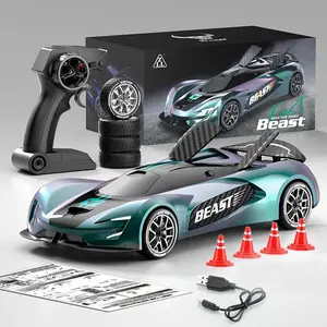 2.4G Remote Control Car, 4WD Drift Racer with LED Lights, 360 Degree Stunts, Changeable Drift Wheels, Perfect Birthday Gift for Boys