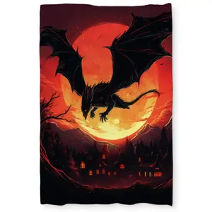 MWW C1DCTXLWGR1UV5 The Dragon's Wrath Black Twin Extra-Long Duvet Cover, Dragon Duvet Covers for Home Decor, Extra-Long Duvet Covers