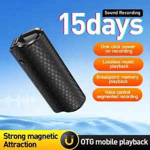 Magnetic Voice Recorder with 15-Day Battery Life, AI Noise Reduction, Digital Playback, OTG, Voice Activated, Ideal for Meetings, Interviews & Classrooms, 128GB/64GB/32GB Option