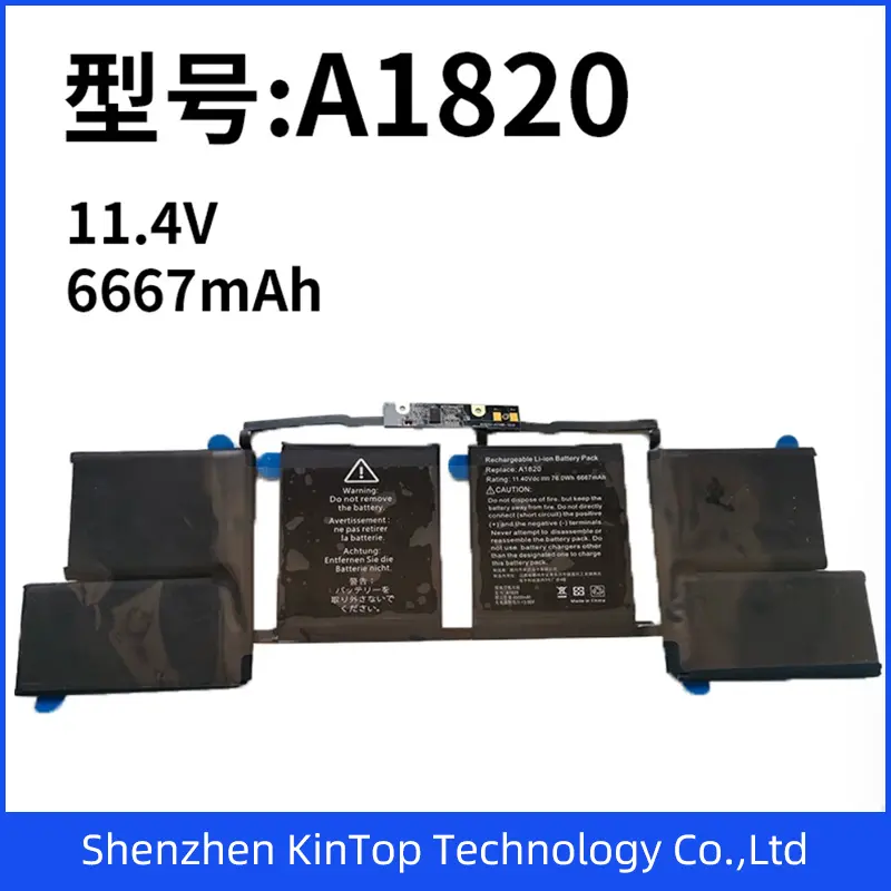Rechargeable Battery 11.4V6667mAh A1820 Black Laptop Battery for Apple MacBook PRO Mlh32 H42 A1707 A1820 Replacement Battery Li-ion Battery