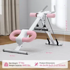 Adjustable Ab Trainer Machine with LCD Monitor, Foldable Abdominal Exercise Machine Core Trainer Machine Workout for Arm, Leg, Buttocks Shaper