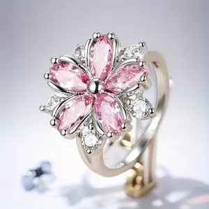 Cherry blossom ring, romantic flower design ring, fashionable pink color, daughter's birthday gift, Valentine's Day gift, sweet gift