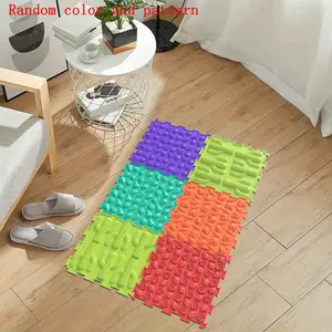 6-Piece Bathroom Silicone Mat Set - Interlocking Square Mats for Floors, Spas, Kitchens, Soft Bathtub Mats Crawling & Foot Massage Mat - Machine-Washable Bathroom Shower Mat (Random colors and patterns)