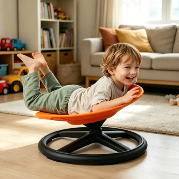 Durable Plastic Rotating Sensory Chair - Oval Eggshell Design with Non-Slip Metal Base, Ergonomic Balance & Focus Enhancing Exercise Chair for Home Use, Posture Correction & Core Strength Training, Sturdy Circular Base for Stability