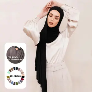 Voile Chic Instant Jersey Hijab – Pre-Sewn Slip-On, 75" x 23.5", Lightweight 95% Viscose 5% Lycra, All-Day Comfort, No Pins
