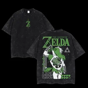 Retro Limited The Legend of Zelda TShirt, Zelda Link Game Double Printed Oversized Unisex Acid Washed Lightweight Cotton Tee, Game Graphic Tee Shirts