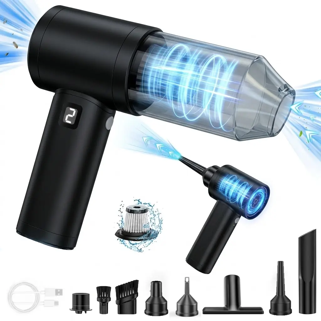Cordless Handheld Vacuum Cleaner with Brushless Motor, Powerful Suction, 2-Speed Adjustable, LED Display, Mini Portable Car Vacuum, Rechargeable Lightweight Vacuum for Car, Home, Carpet, Stairs & Pet Hair