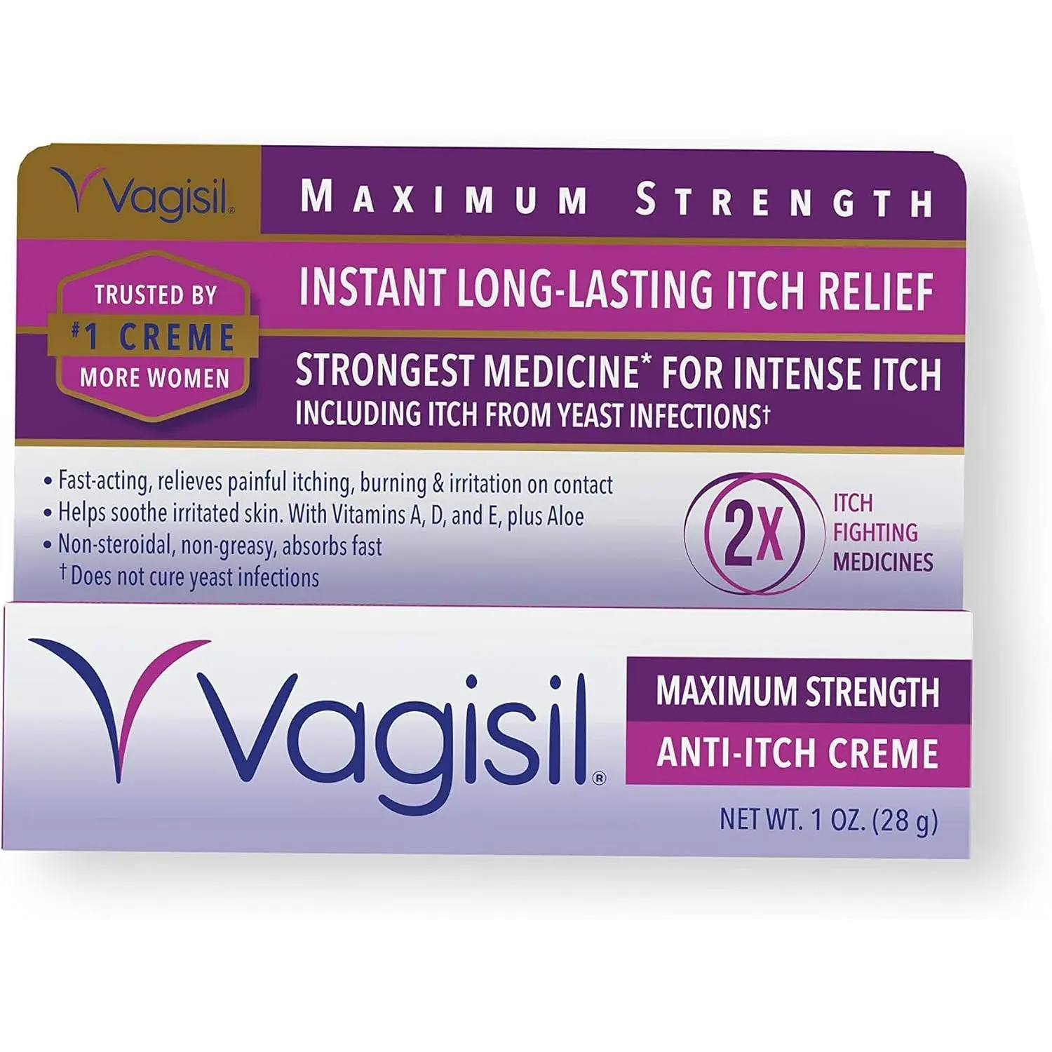 Maximum Strength Anti-Itch Feminine Cream for Fast-Acting Relief, Soothing Treatment with Benzocaine & Aloe, Odor Blocking, 1 oz, 1Oz, Fast Relief, Itching, Long Lasting, Cooling, 1 Ounce (Pack Of 1)