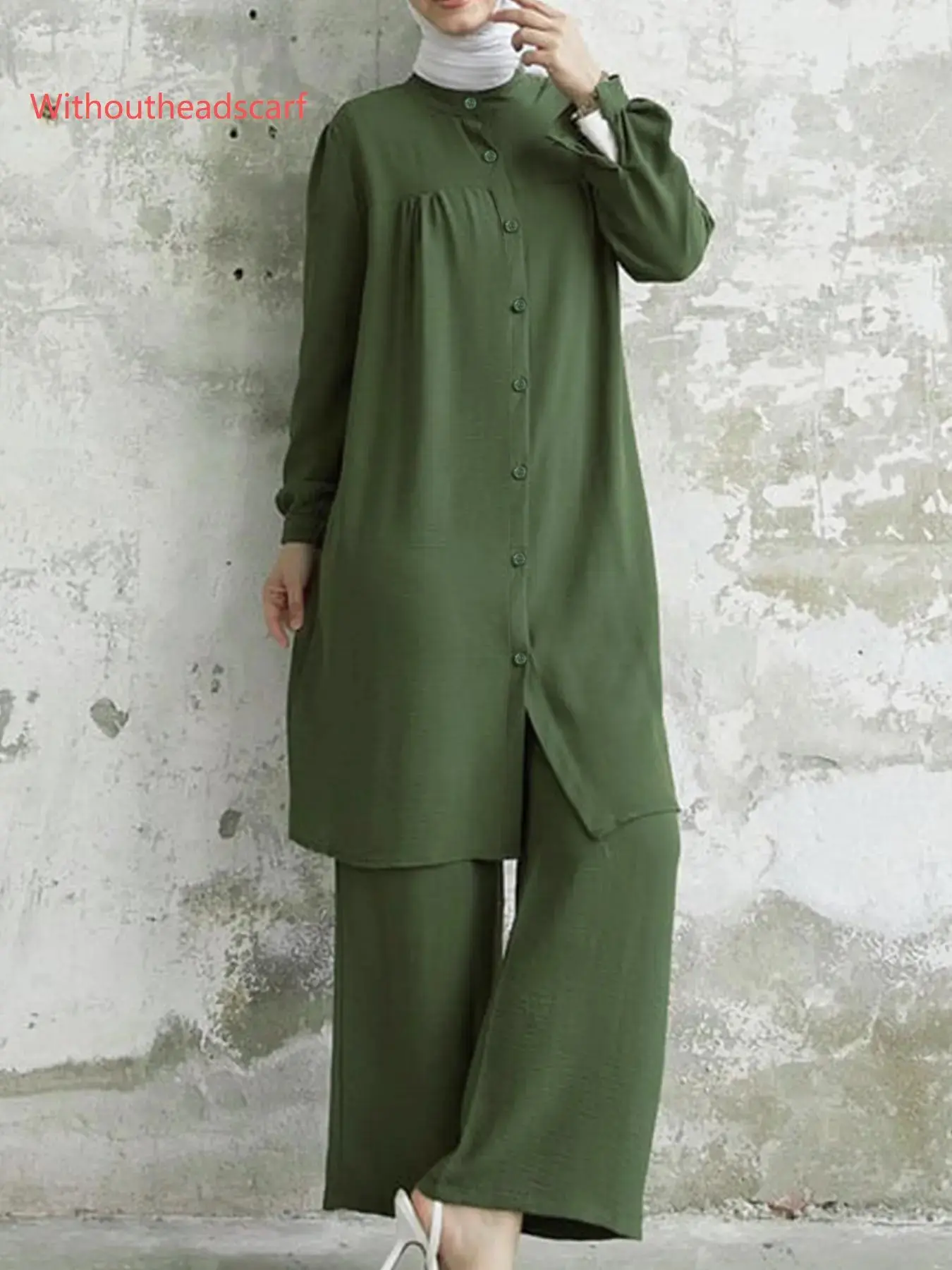 Arabian Style Two-Piece Set for Muslim Women Winter Fashion, Islamic Clothing Set, Clothes Sets, Long Sleeve Shirt & Pants, Plus Size, Perfect for Spring Fall Seasons, Multipurpose, Well Made, Complete Look