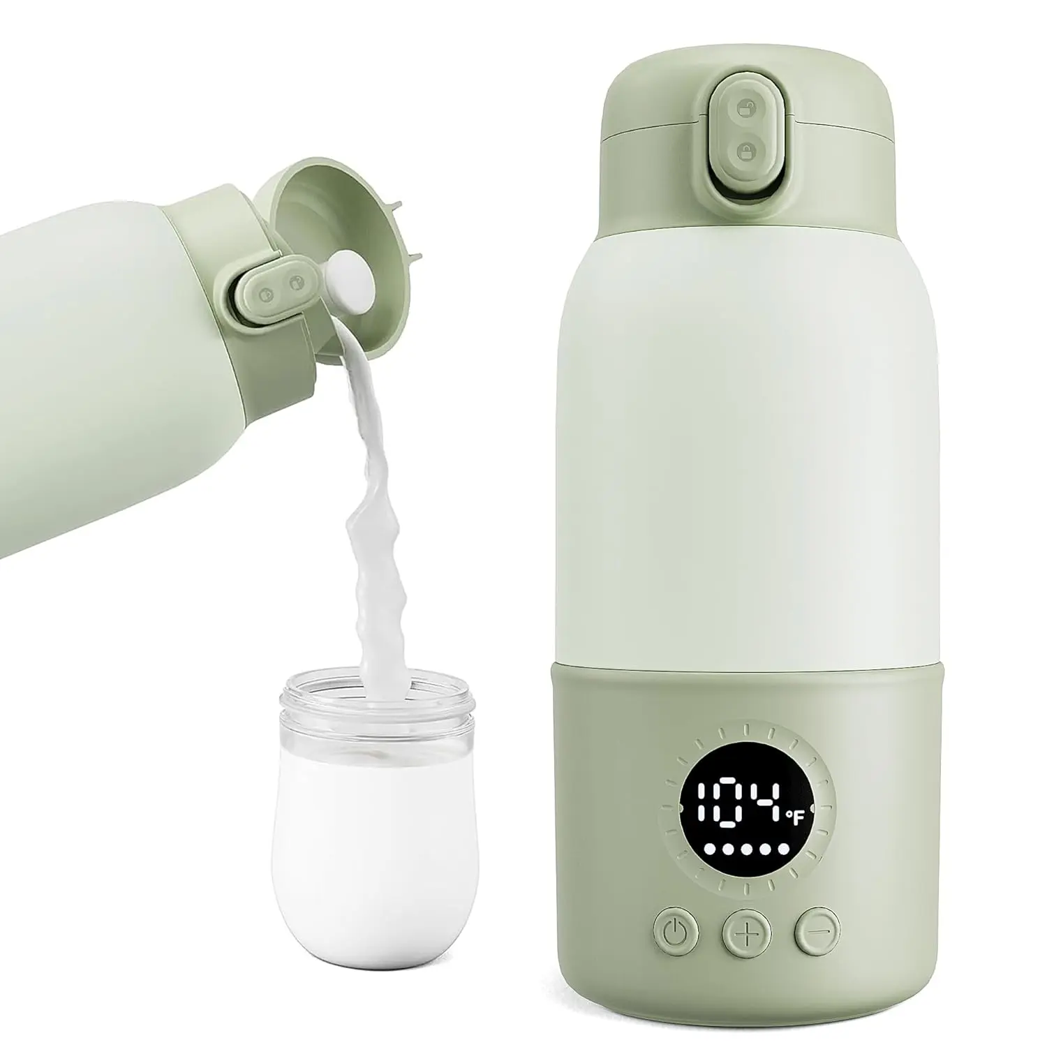 Portable Bottle Warmer for Travel, Fast Heating Baby Bottle Warmer with Keep Warm Function, Portable Milk Warmer for Breast Milk & Formula, 13oz Large Capacity On-the-Go Feeding Solution