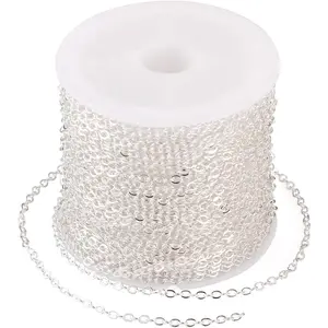 32.8Ft Brass Flat  Chain for  Making 2mm  Plated Flat  DIY Necklace Chain Bracelet  Finding Chains Extender Chains Bulk for  Making Supplies