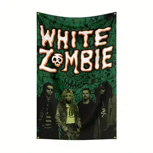 60in x 40in 1pc, Hanging flag decoration, 91.44x152.4cm, White Zombie Heavy Metal Rock Band Flag Banner Wall Art Tapestry Polyester, Single-sided Grommet color random Design for Indoor/Outdoor Use, Cave Bedroom,