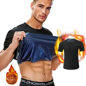 Men's sauna sweating short sleeved tight waist training T-shirt, fitness shapewear, sports shapewear, top-level sports activities Premium Compression Athletic Techwear Gym Outfits Workout Underwear