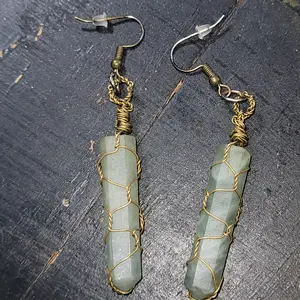 Aquamarine Chrystal Wirewrapped with Hook - Fashion Accessory