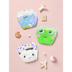 3pcs Training Pants for Boys and Girls |   Soft, Breathable, Washable and Reusable, Mid Rise with Elastic Waistband, Perfect for Toilet Training, Cute Animal Patterns, All-Season Comfort