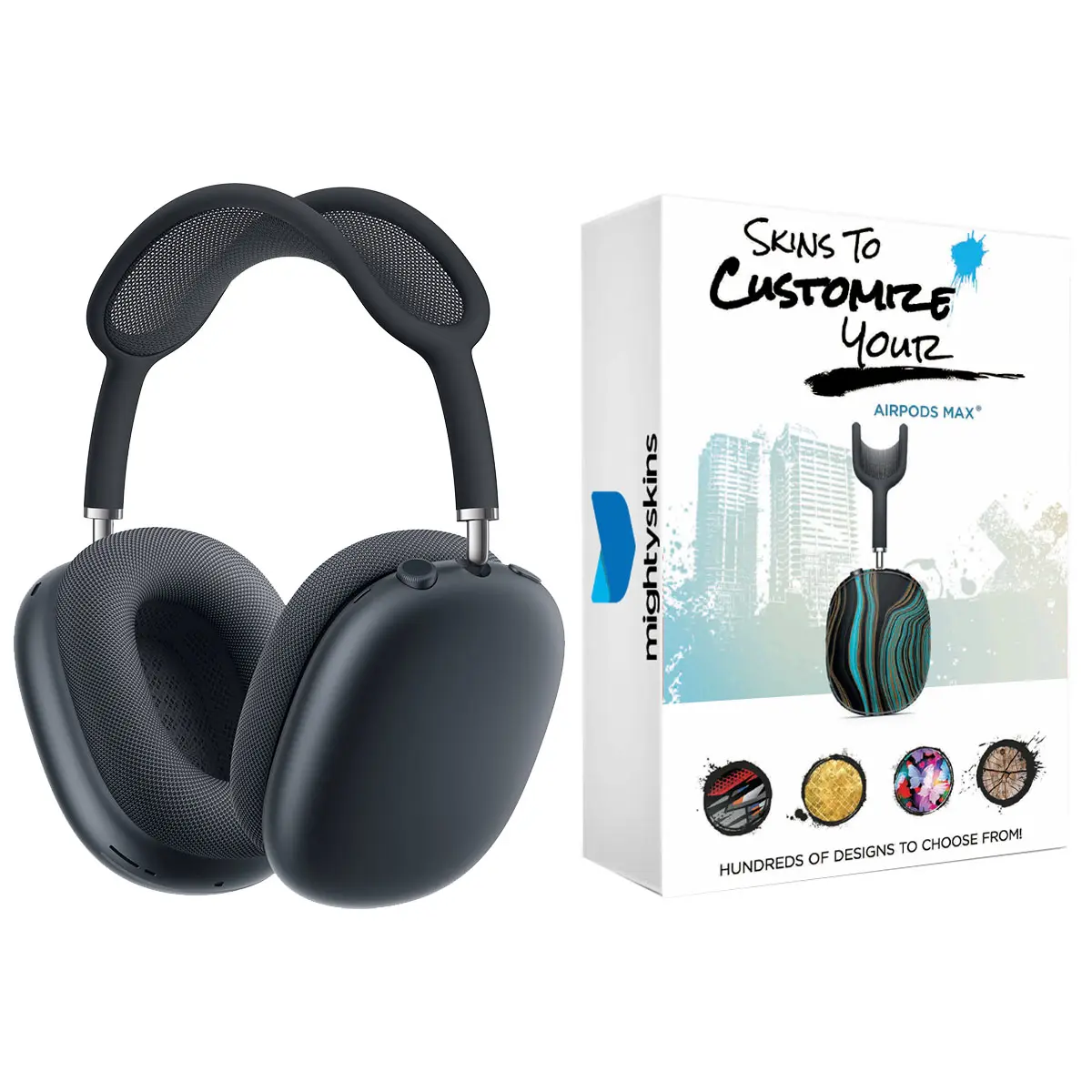 Apple AirPods Max USB-C Active Noise Cancellation Headphones with MightySkins Customization Code - Black