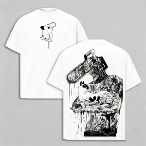Chainsaw Man Denji Tee – Vintage Washed Heavy Cotton Oversized T-Shirt, Double Printed Anime Manga Graphic Top, Retro Unisex Streetwear for Devil Hunter Fans, Movie Inspired Edition