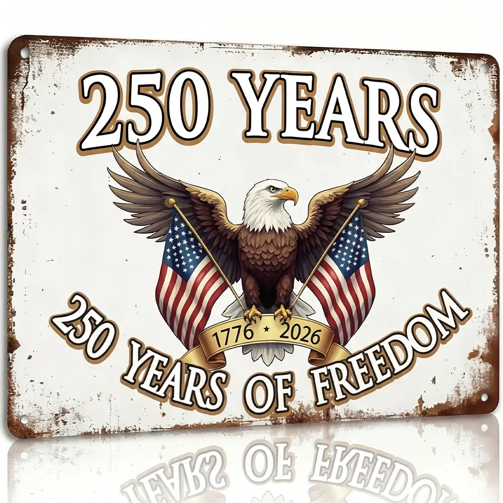 8×12 Inches, "Mullet Eagle" Fun American Flag Metal Sign — Indoor/Outdoor Patriotic Decorative Sign, Aluminum Sign