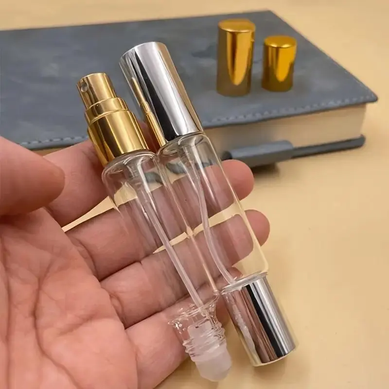 Portable Perfume Spray Bottle, 6 Counts/set Refillable Glass Bottle with Roller, Roll On Bottles, Reusable Storage Bottle for Travel & Office, Makeup