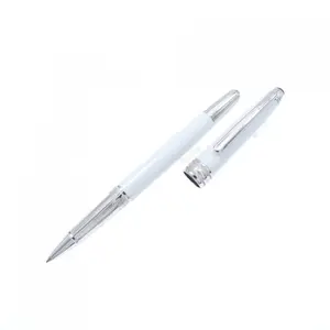 Pre-owned Montblanc Resin / Acrylic Small Leather Goods Meisterstuck White Solitaire Classic Rollerball Pen