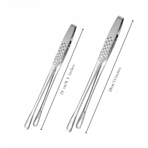 Stainless steel barbecue tongs, food tongs [set of two, 11 inches and 9.4 inches]. Chef's cooking tongs, suitable for picking up food, steaks, and salads. Portable tool, essential kitchen utensil for home, indoor and outdoor use, camping and picnics.