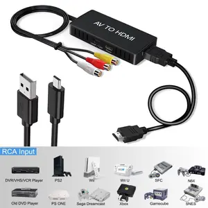 RCA to HDMI Adapter 1080P/720P Switchable, Analog to Digital Video Converter, Wide Compatibility for VHS VCR DVD PS2 Wii N64 STB Camcorder