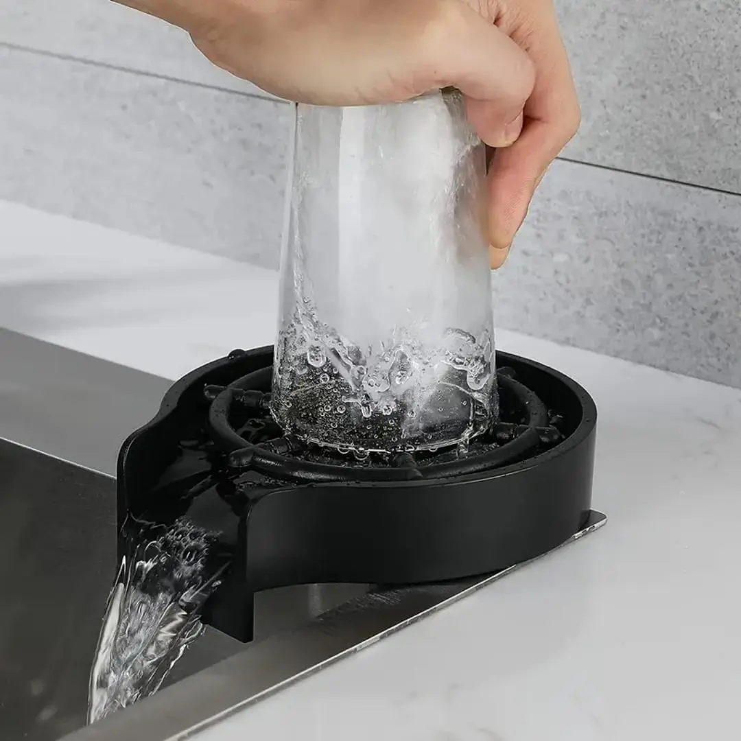 No-Electricity Automatic Glass Washer! Installs in Seconds & Powers Itself. High-Pressure Jet Cleans Bottles, Faucets & Dishes Fast. See It Work!